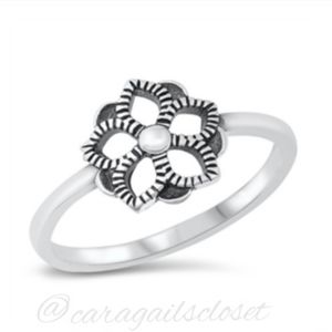 925 Sterling Silver Ring Flower Size 7 Women's Jewelry